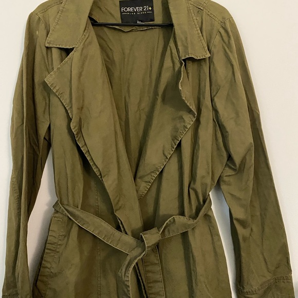 Forever 21 Olive Green Women's Trench Coat - Picture 1 of 3